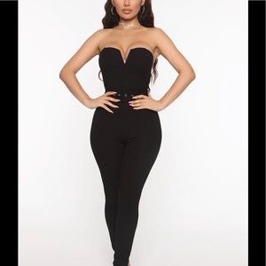 Black strapless jumpsuit